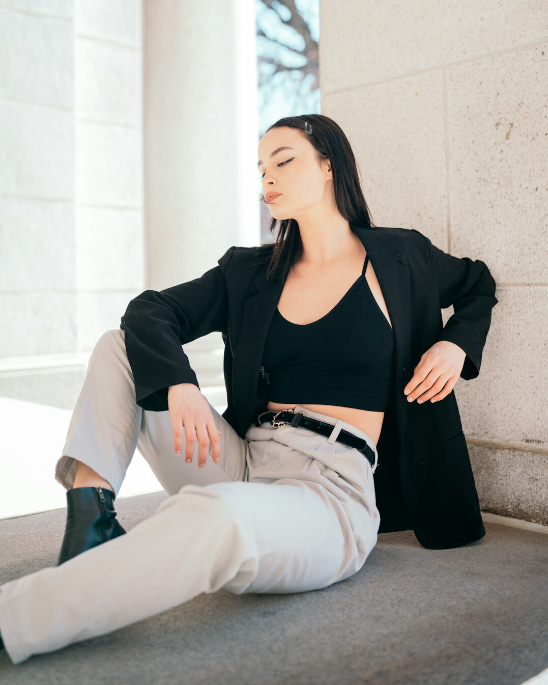Studio portrait of a Croatian woman in business casual attire smiling
